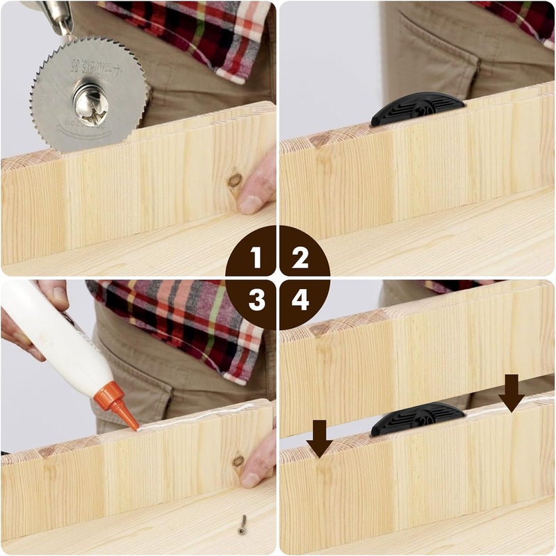 JYNTERPLAY 50 Pcs Plastic Biscuit Joiners Self Clamping Plate Joiner Tool Connectors for Woodworking Composite Deck Fixed Door and Furniture Framing Joinery Black - Image 4